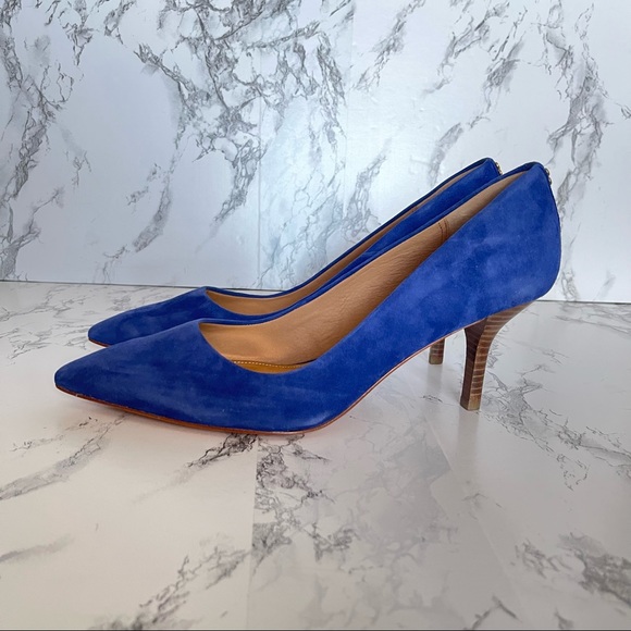 Coach | Shoes | Coach Zoe Suede Heels Cobalt Light Blue Pumps Size 9 |  Poshmark